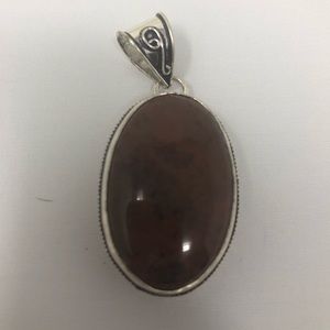 925 Sterling Silver & Mahogany Obsidian Pendant